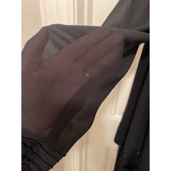 Cameron Blake Black Evening Gown With Beaded Jacket By Mon Cheri Women’s Size 16 - Picture 8 of 16